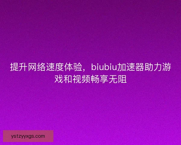 提升网络速度体验，biubiu加速器助力游戏和视频畅享无阻