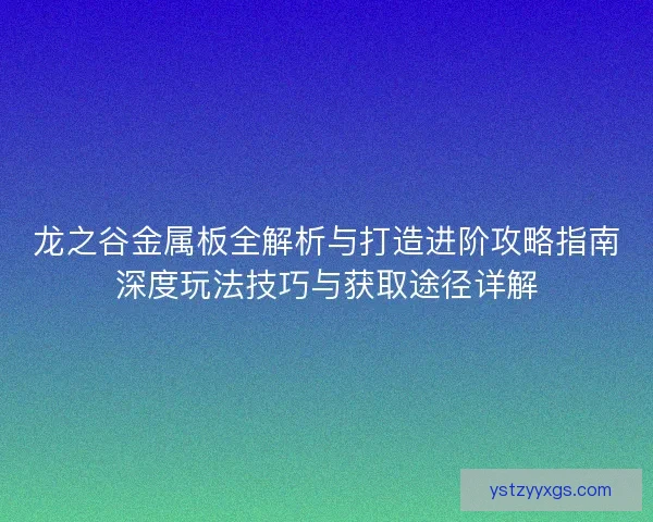 龙之谷金属板全解析与打造进阶攻略指南深度玩法技巧与获取途径详解