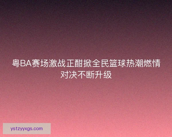 粤BA赛场激战正酣掀全民篮球热潮燃情对决不断升级