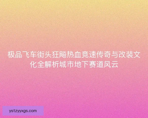 极品飞车街头狂飚热血竞速传奇与改装文化全解析城市地下赛道风云